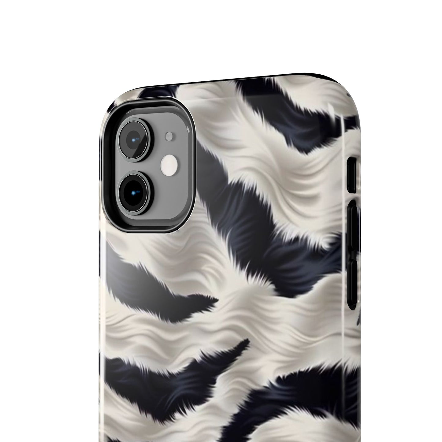 Faux Fur Zebra Tough Phone Case — Black & Ivory Animal Print
