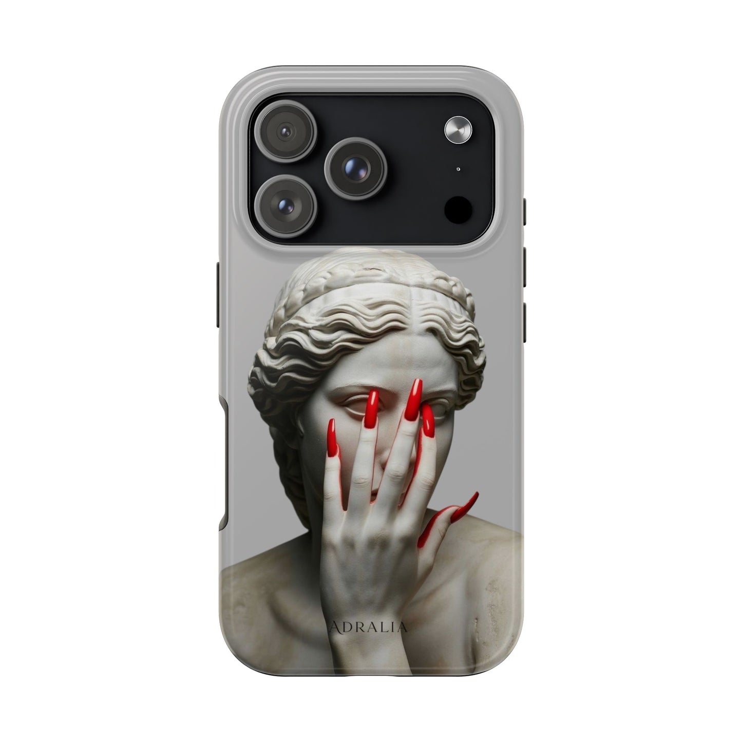 Statue with Red Nails Phone Case — Moody Classical Art Protective Case