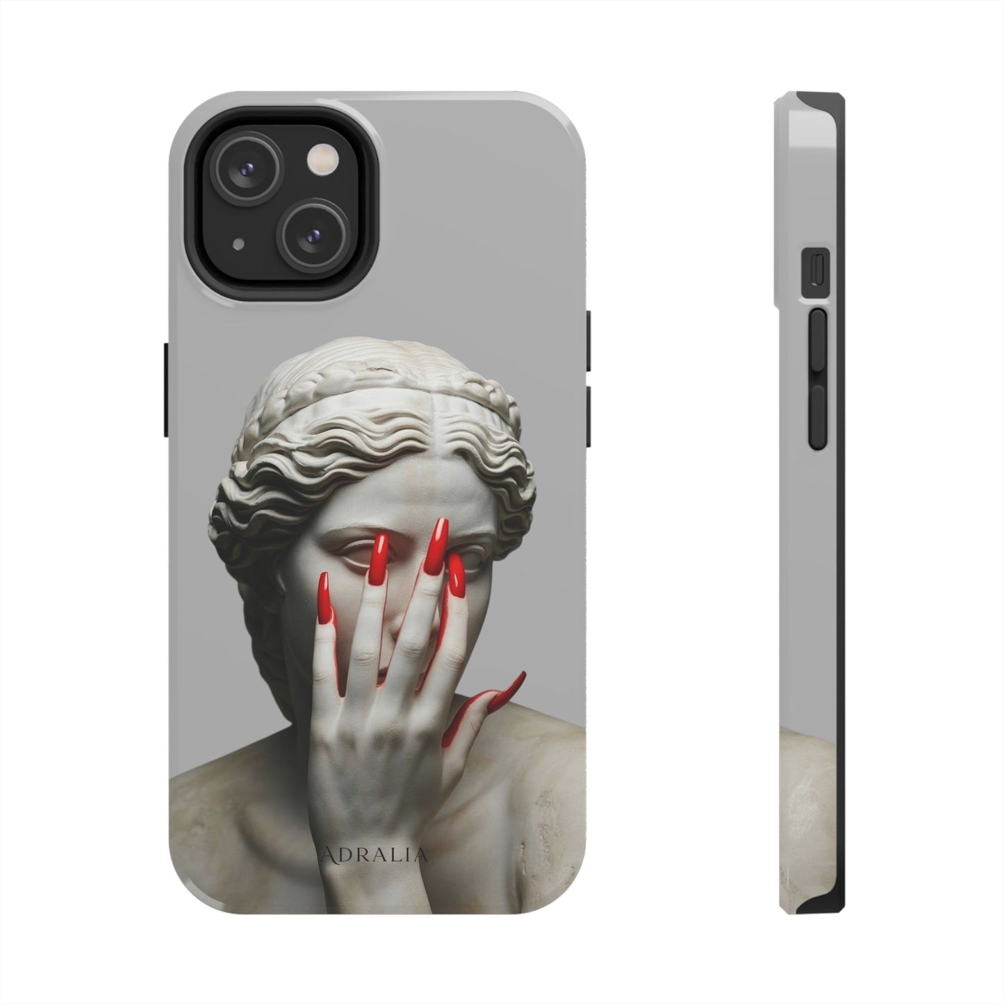 Statue with Red Nails Phone Case — Moody Classical Art Protective Case