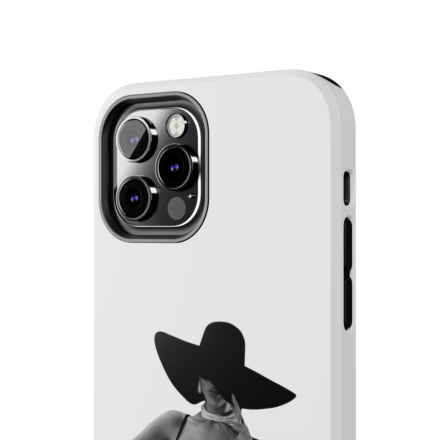 Tough Phone Case — Elegant Woman in Wide-Brim Hat Black & White Design