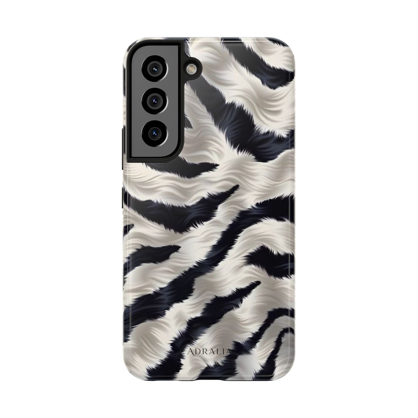 Faux Fur Zebra Tough Phone Case — Black & Ivory Animal Print