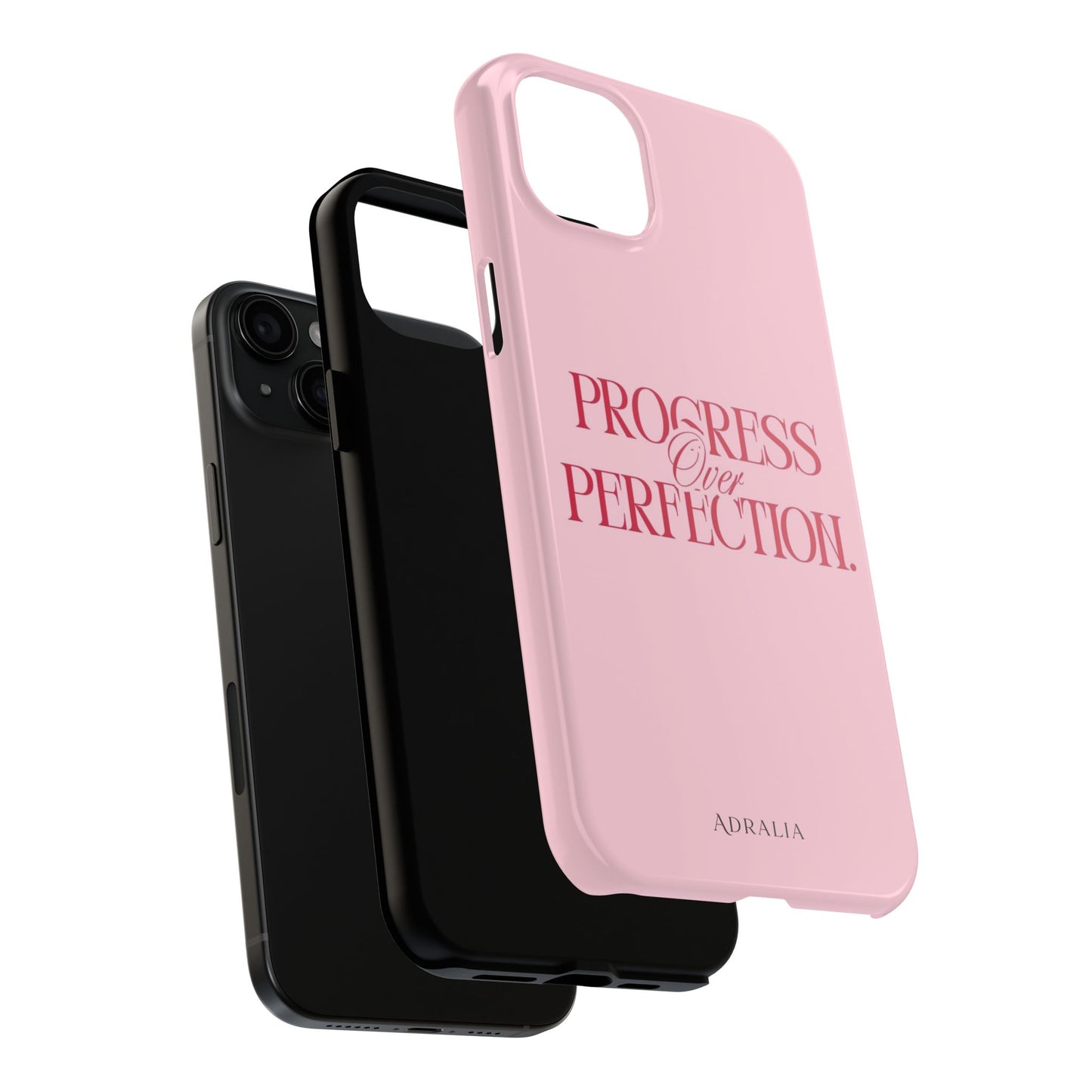 Progress Over Perfection Tough Phone Case — Pink Inspirational Protective Cover