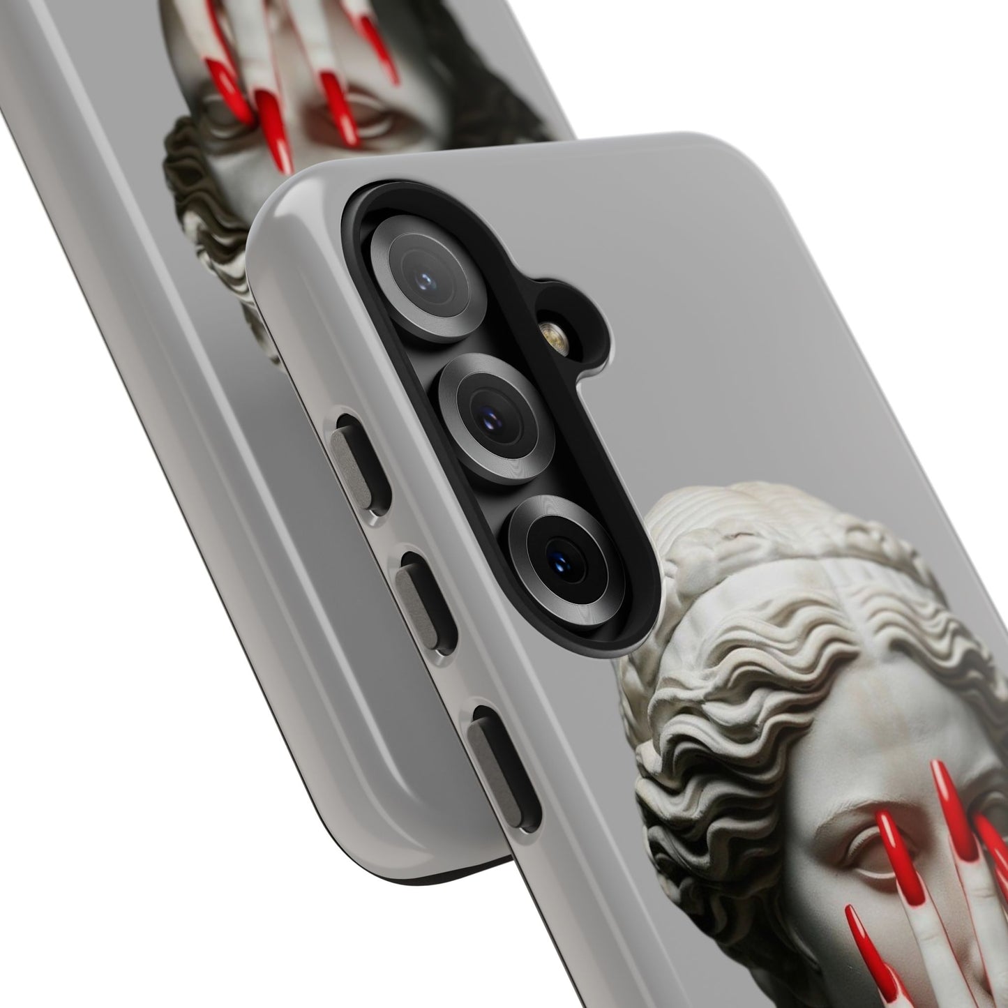 Statue with Red Nails Phone Case — Moody Classical Art Protective Case