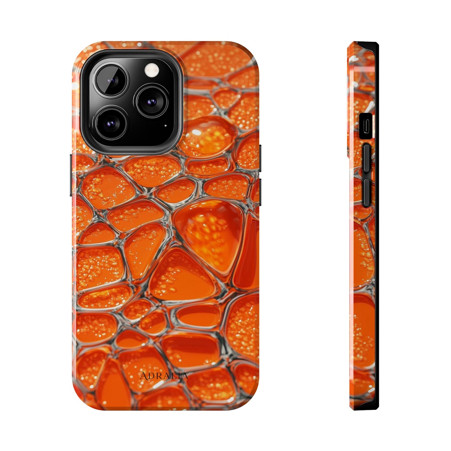 Orange Resin Abstract Tough Phone Case — Durable Protective iPhone Cover