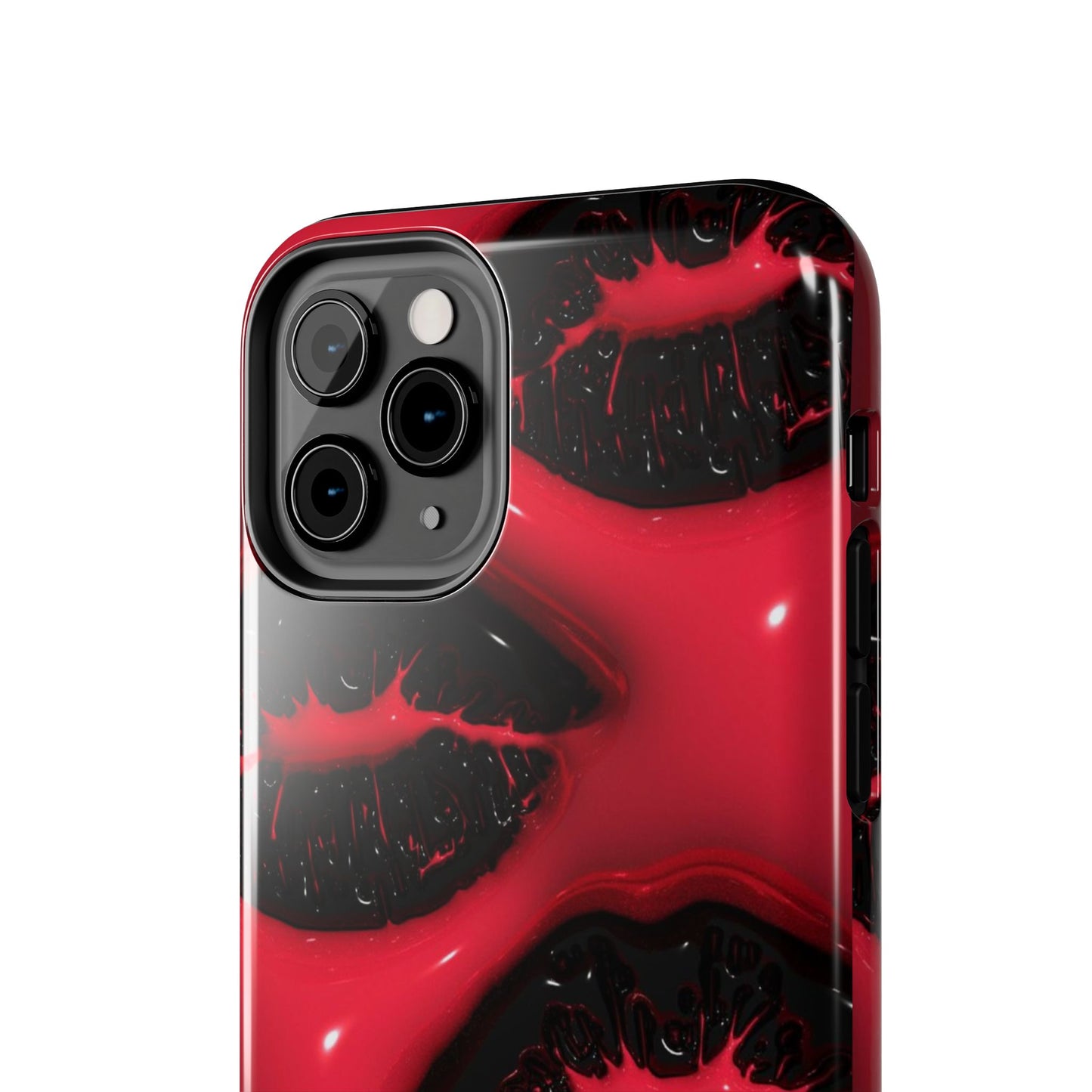 Tough Phone Case – Red Gloss Kiss Print, Shockproof Protective Cover