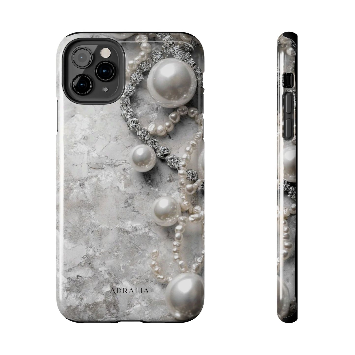 Pearl Luxe Tough Phone Case — Elegant Pearl & Crystal Protective Cover