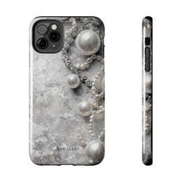 Pearl Luxe Tough Phone Case — Elegant Pearl & Crystal Protective Cover