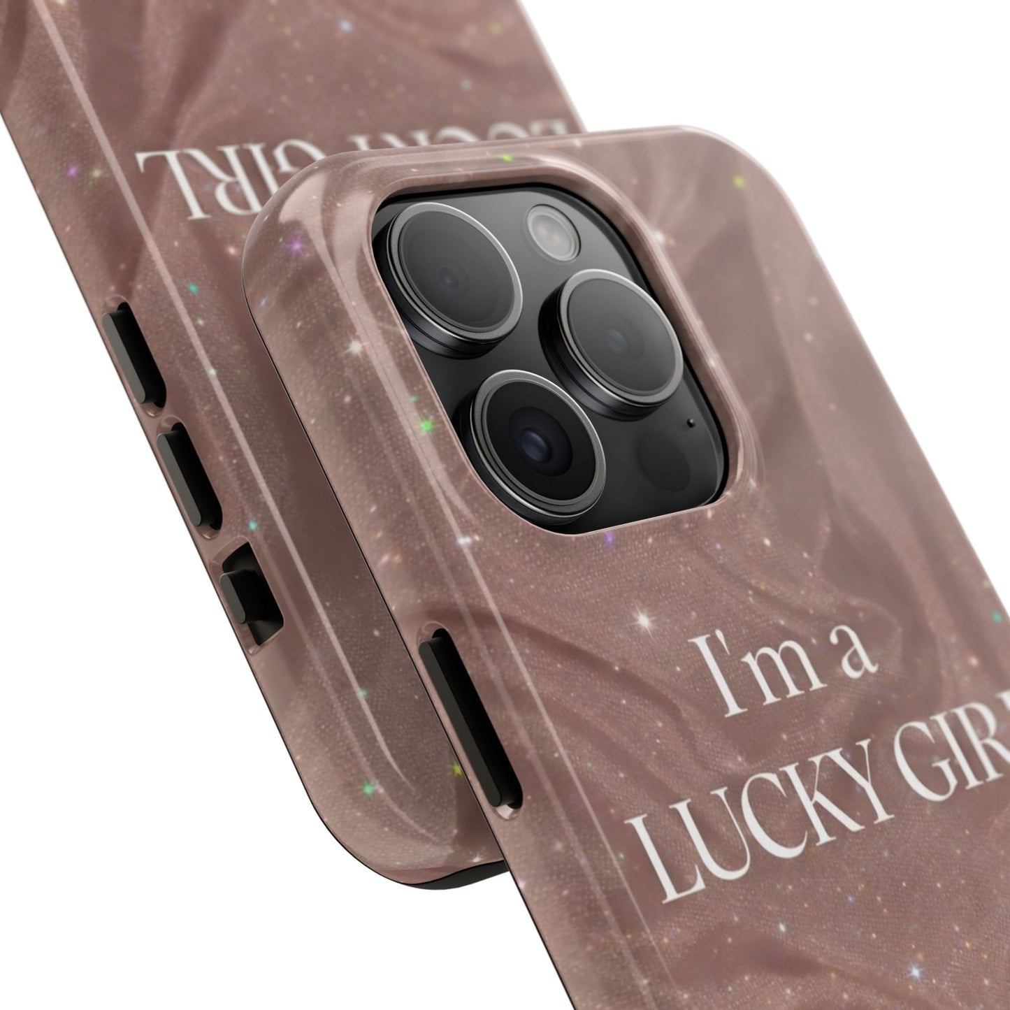 I'm a Lucky Girl Tough Phone Case – Sparkling Rose Marble Protective Cover