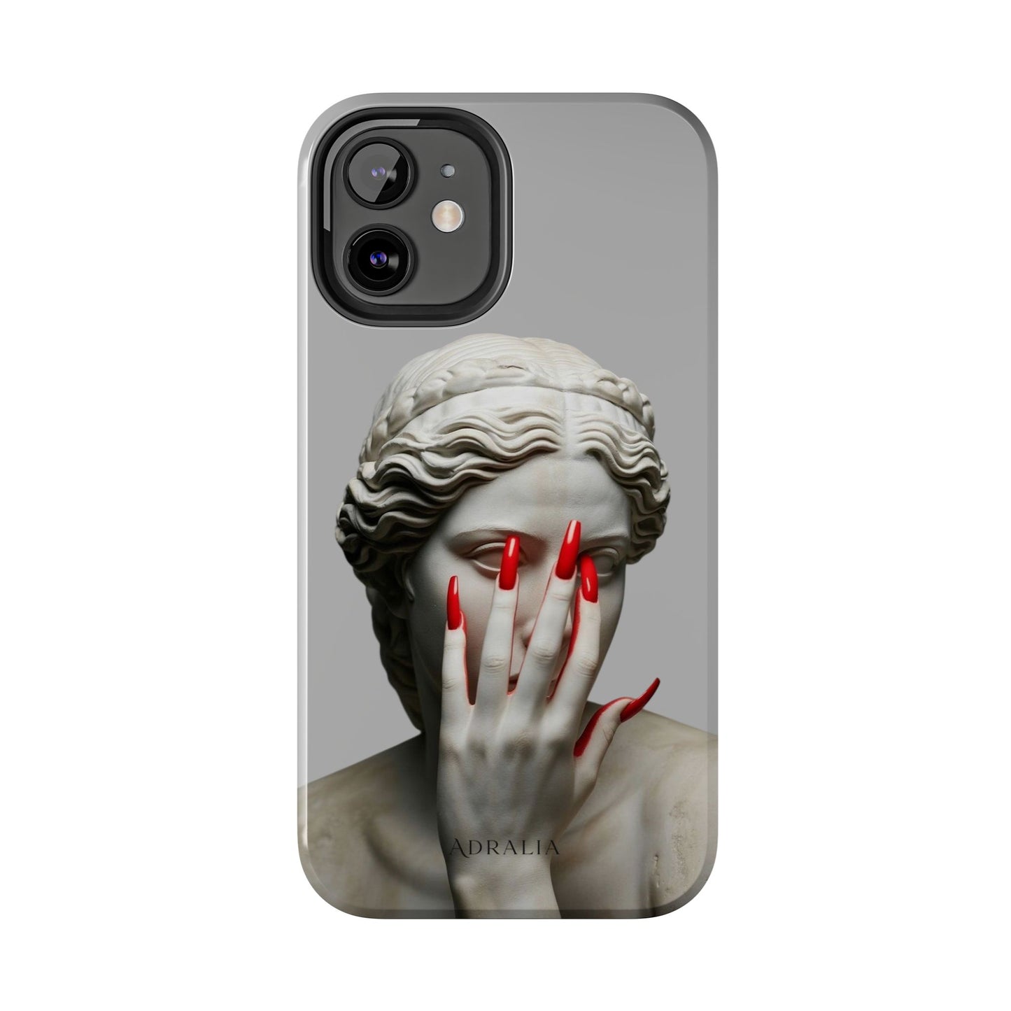 Statue with Red Nails Phone Case — Moody Classical Art Protective Case