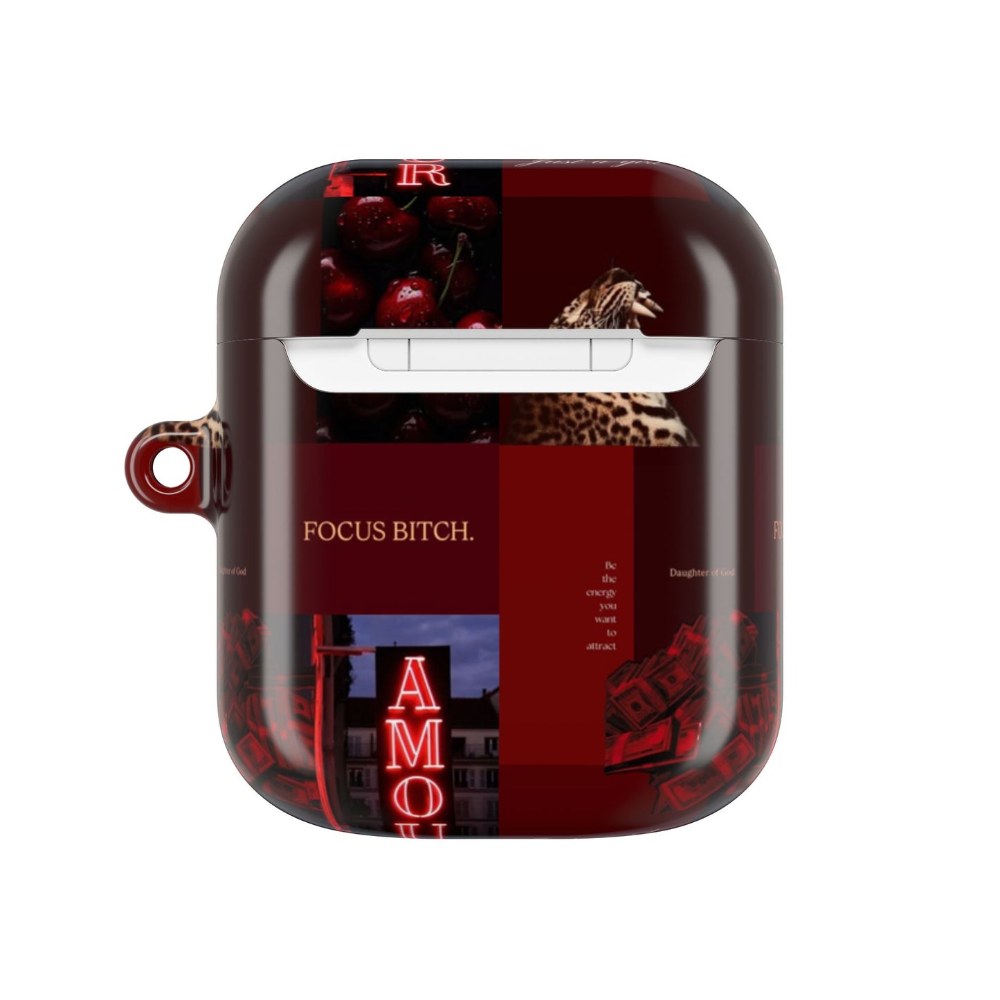 Focus Bitch AirPod Case — Red Leopard Graphic Protective Cover
