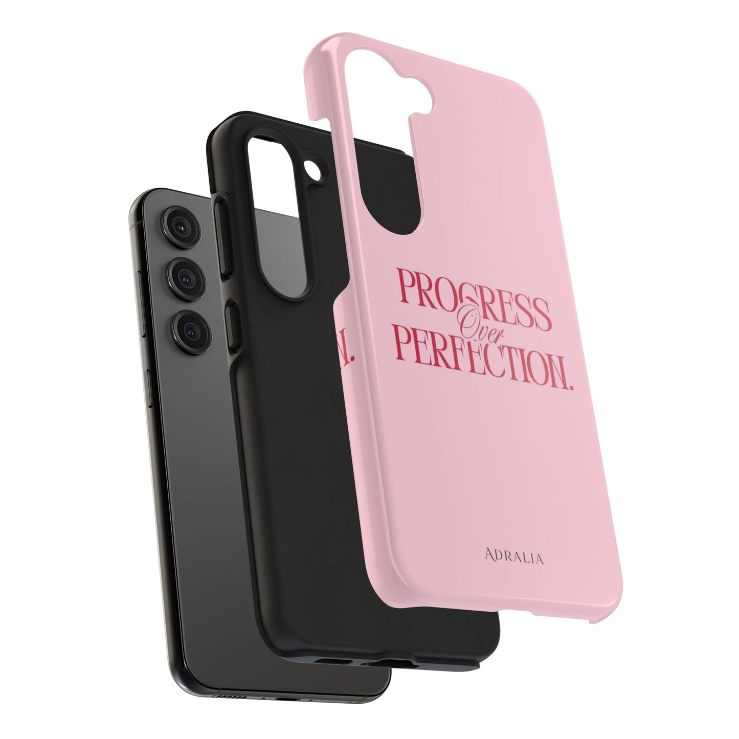 Progress Over Perfection Tough Phone Case — Pink Inspirational Protective Cover