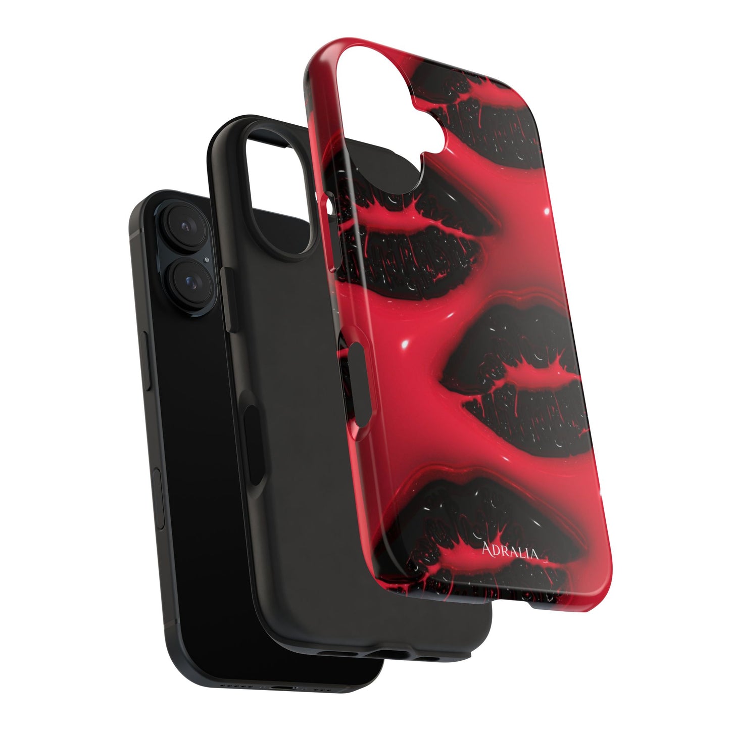 Tough Phone Case – Red Gloss Kiss Print, Shockproof Protective Cover