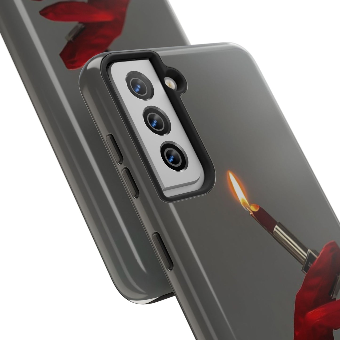 Red Glove Lighter Tough Phone Case — Dark Gothic Flame Protective Cover