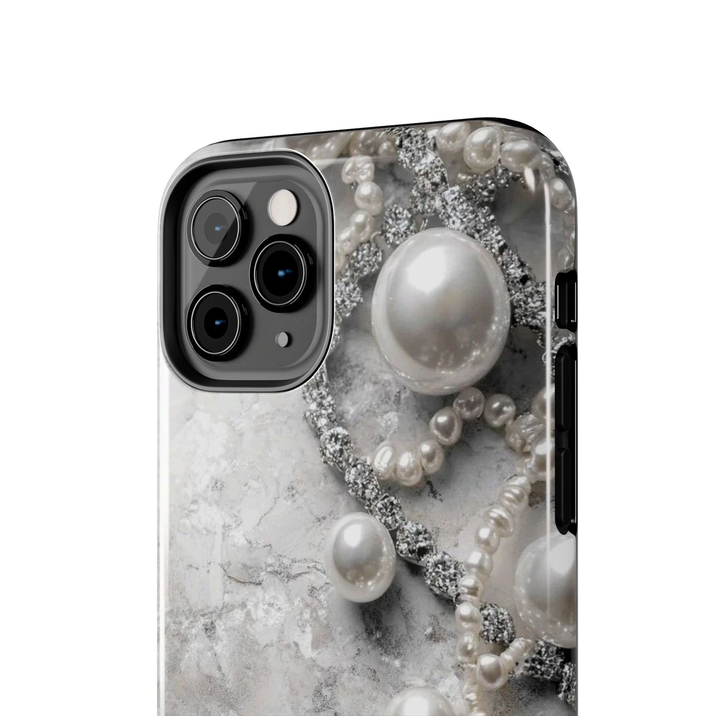 Pearl Luxe Tough Phone Case — Elegant Pearl & Crystal Protective Cover
