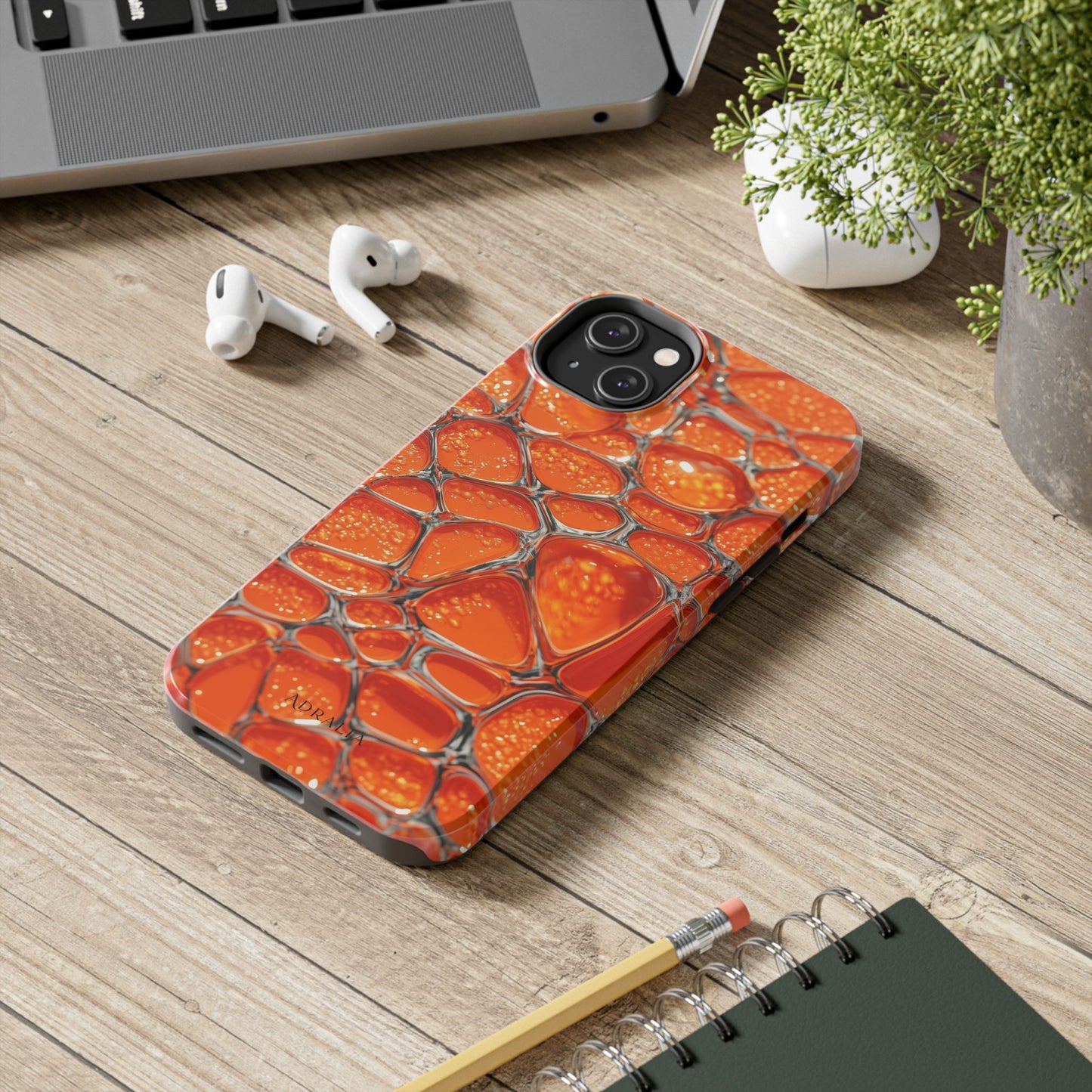 Orange Resin Abstract Tough Phone Case — Durable Protective iPhone Cover