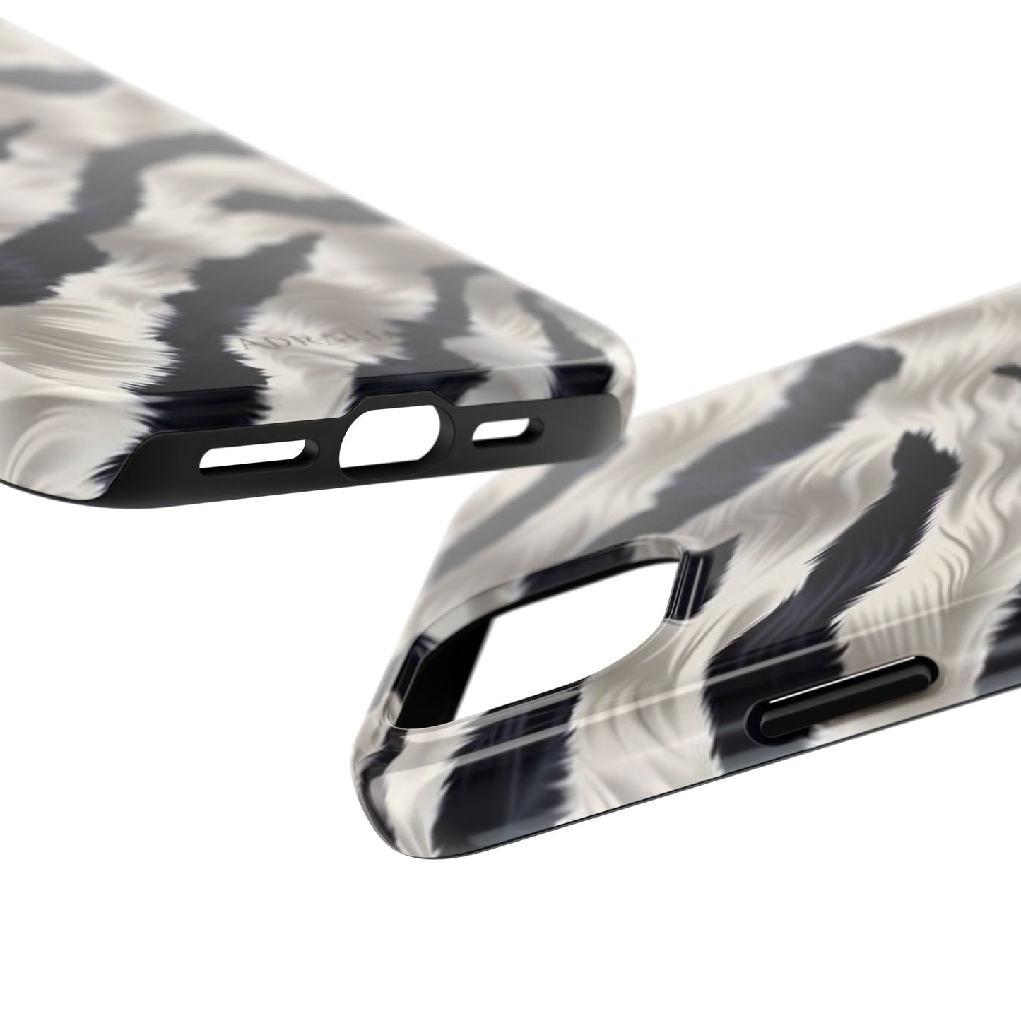 Faux Fur Zebra Tough Phone Case — Black & Ivory Animal Print