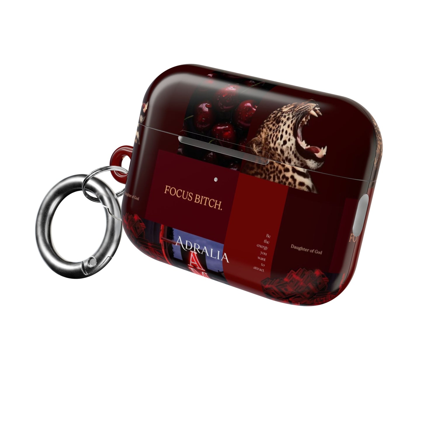 Focus Bitch AirPod Case — Red Leopard Graphic Protective Cover