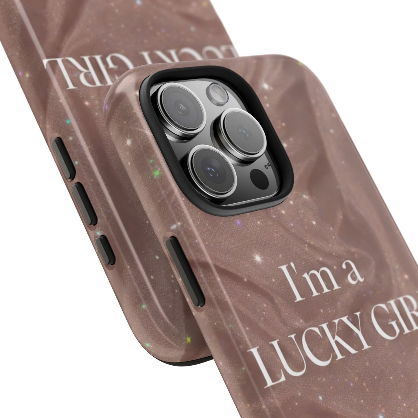 I'm a Lucky Girl Tough Phone Case – Sparkling Rose Marble Protective Cover