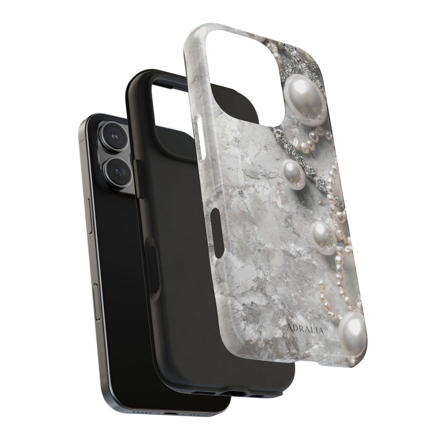Pearl Luxe Tough Phone Case — Elegant Pearl & Crystal Protective Cover