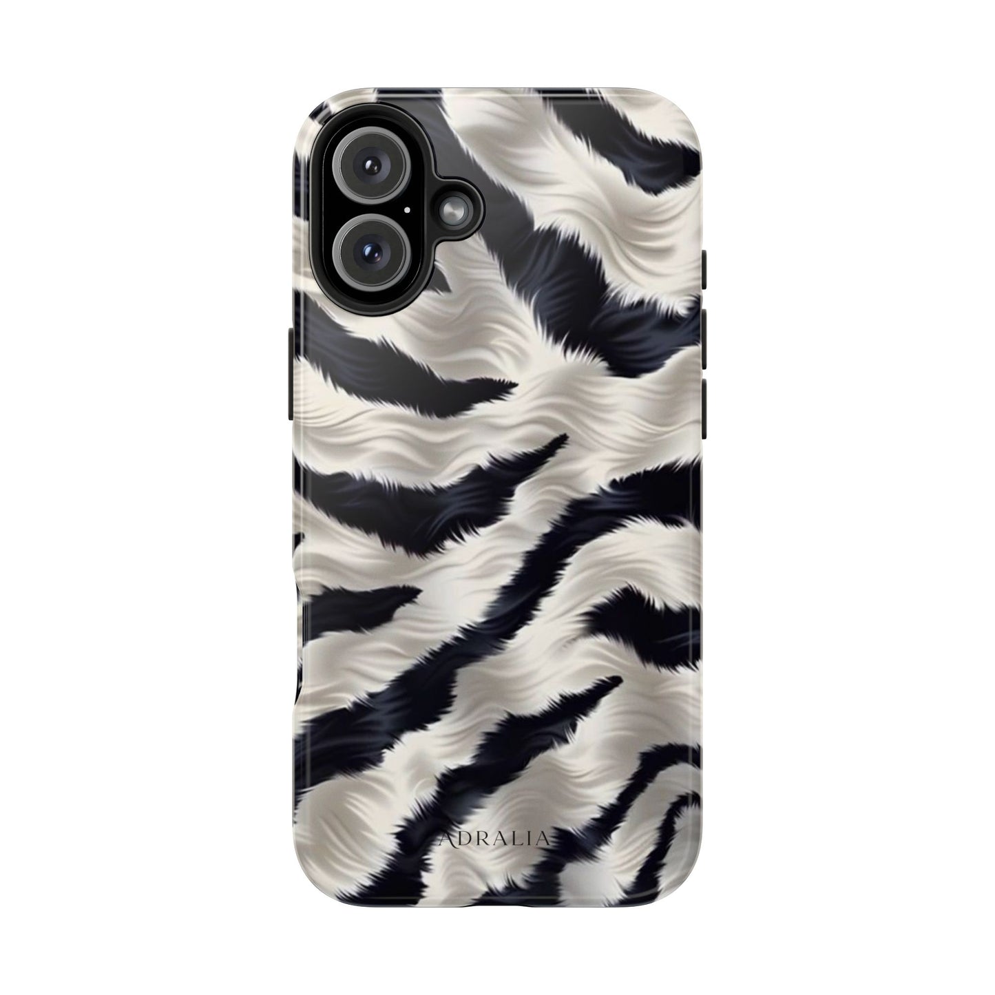 Faux Fur Zebra Tough Phone Case — Black & Ivory Animal Print