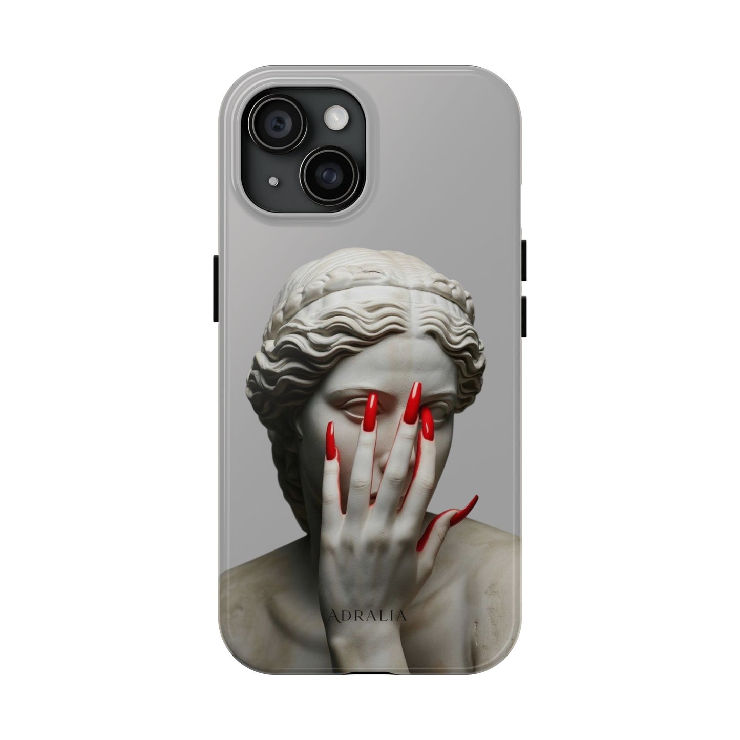 Statue with Red Nails Phone Case — Moody Classical Art Protective Case