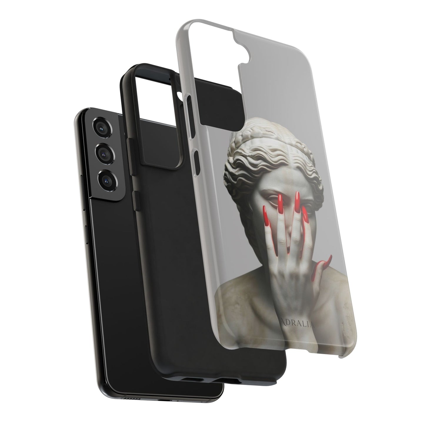 Statue with Red Nails Phone Case — Moody Classical Art Protective Case