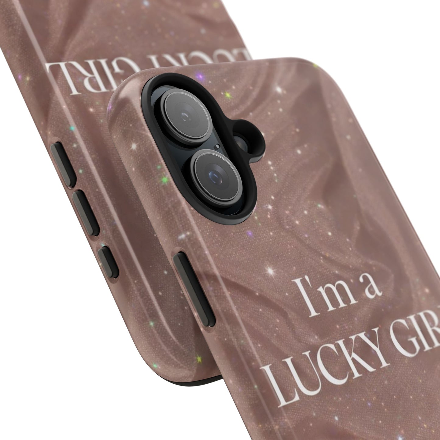 I'm a Lucky Girl Tough Phone Case – Sparkling Rose Marble Protective Cover