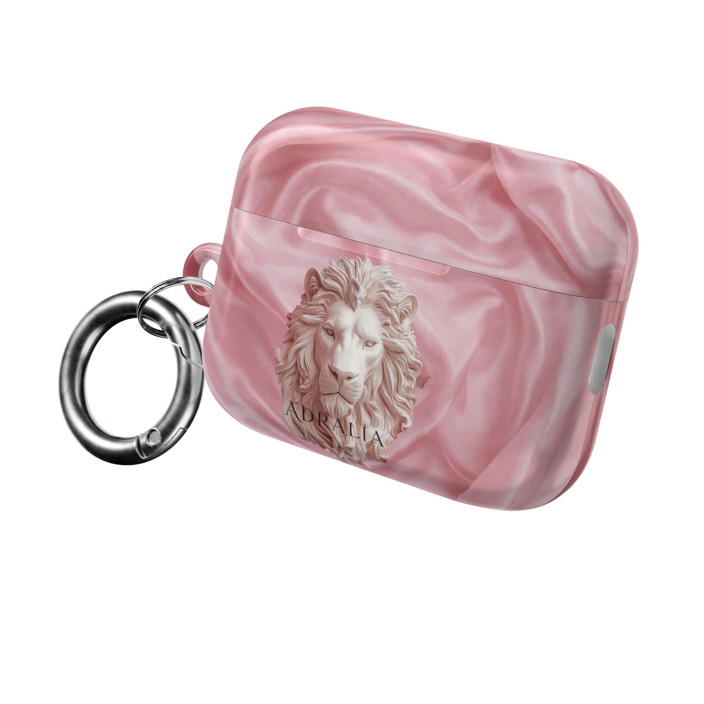 Pink Marble Lion AirPod Case — Elegant Protective Cover