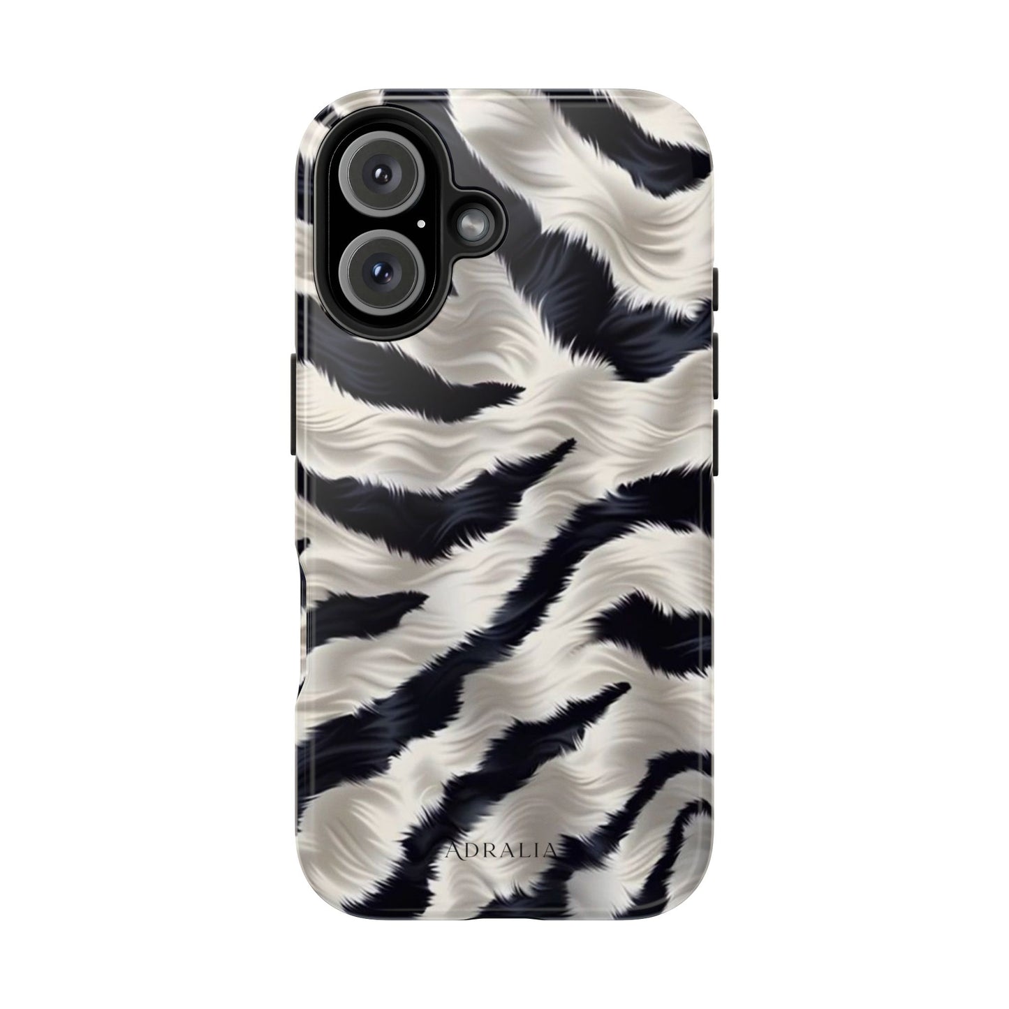 Faux Fur Zebra Tough Phone Case — Black & Ivory Animal Print
