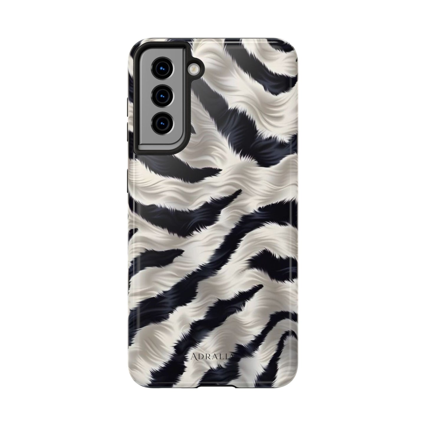 Faux Fur Zebra Tough Phone Case — Black & Ivory Animal Print