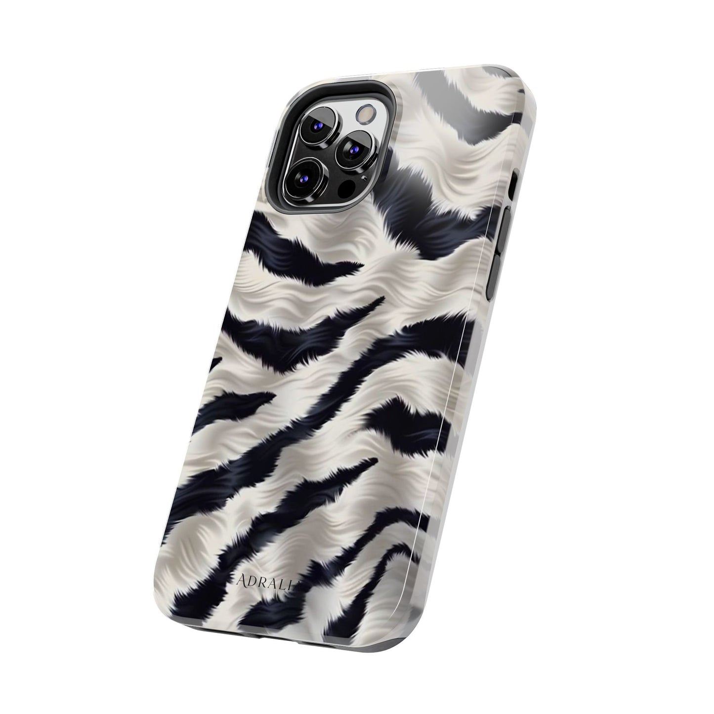 Faux Fur Zebra Tough Phone Case — Black & Ivory Animal Print