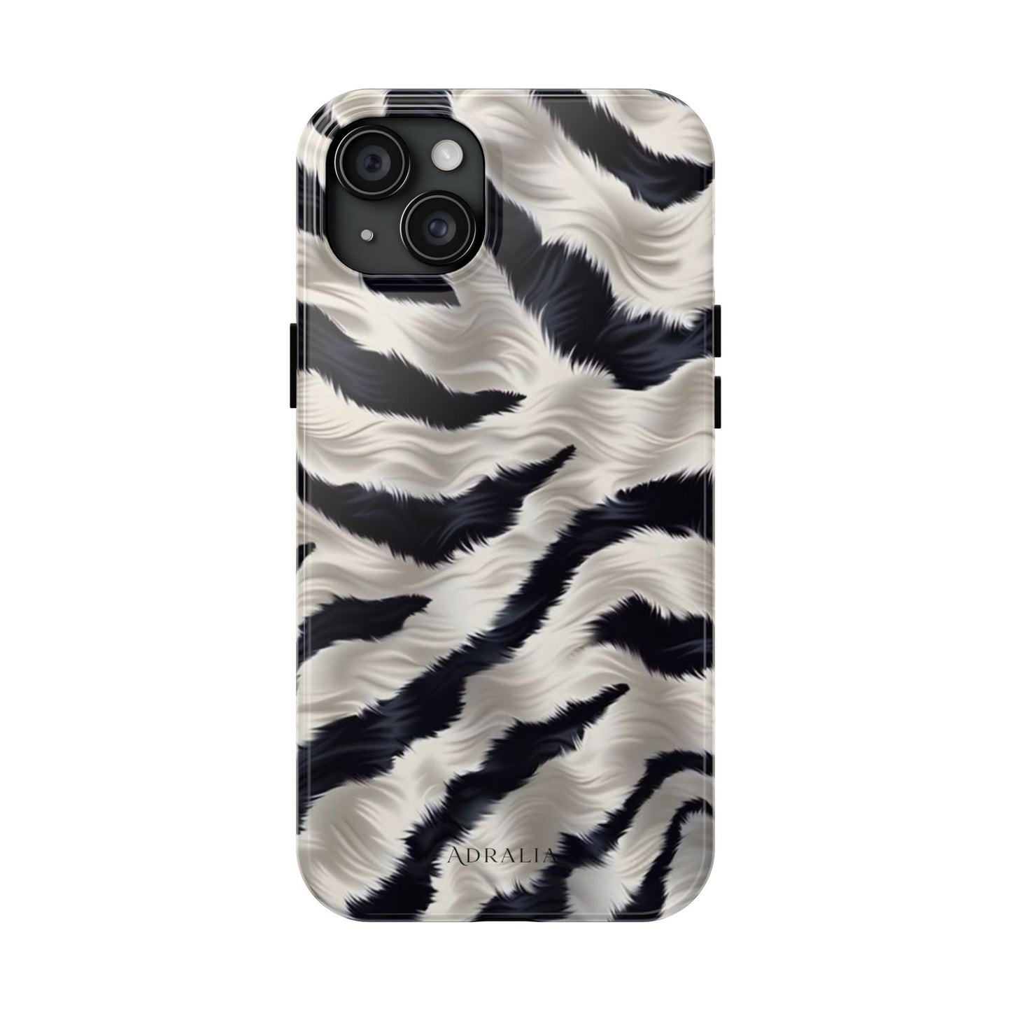 Faux Fur Zebra Tough Phone Case — Black & Ivory Animal Print