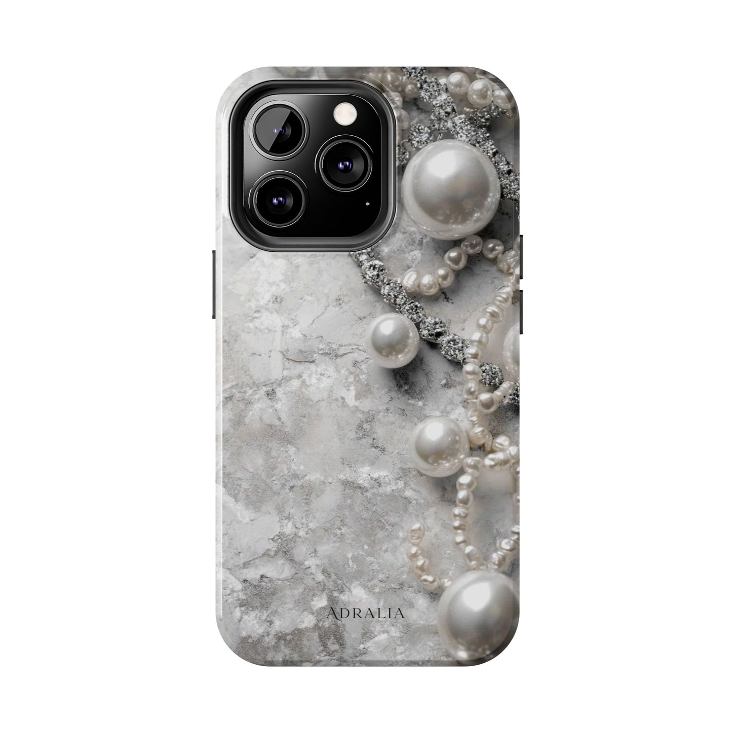 Pearl Luxe Tough Phone Case — Elegant Pearl & Crystal Protective Cover