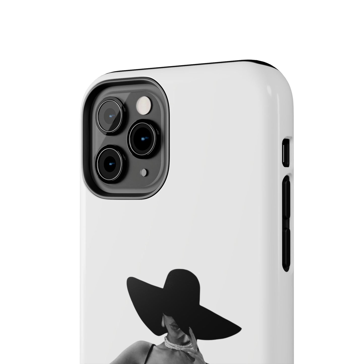 Tough Phone Case — Elegant Woman in Wide-Brim Hat Black & White Design