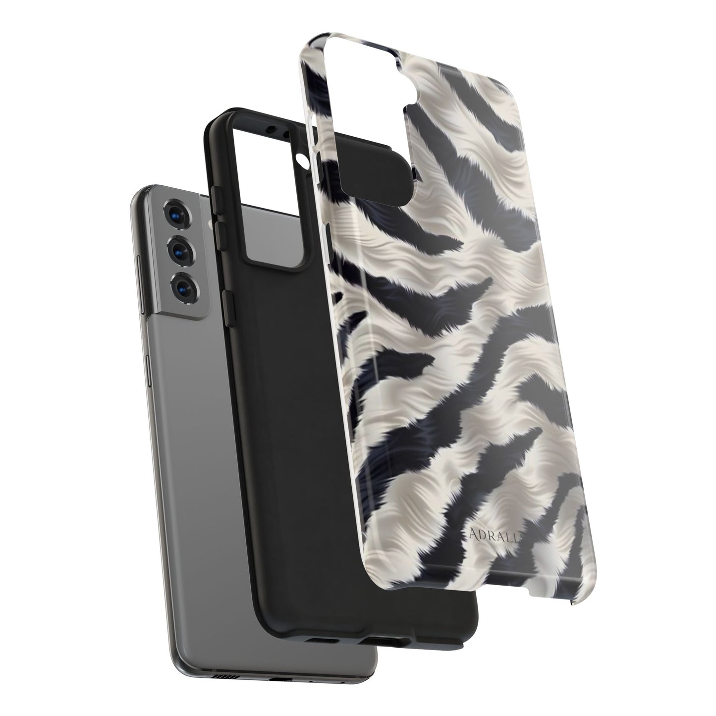 Faux Fur Zebra Tough Phone Case — Black & Ivory Animal Print