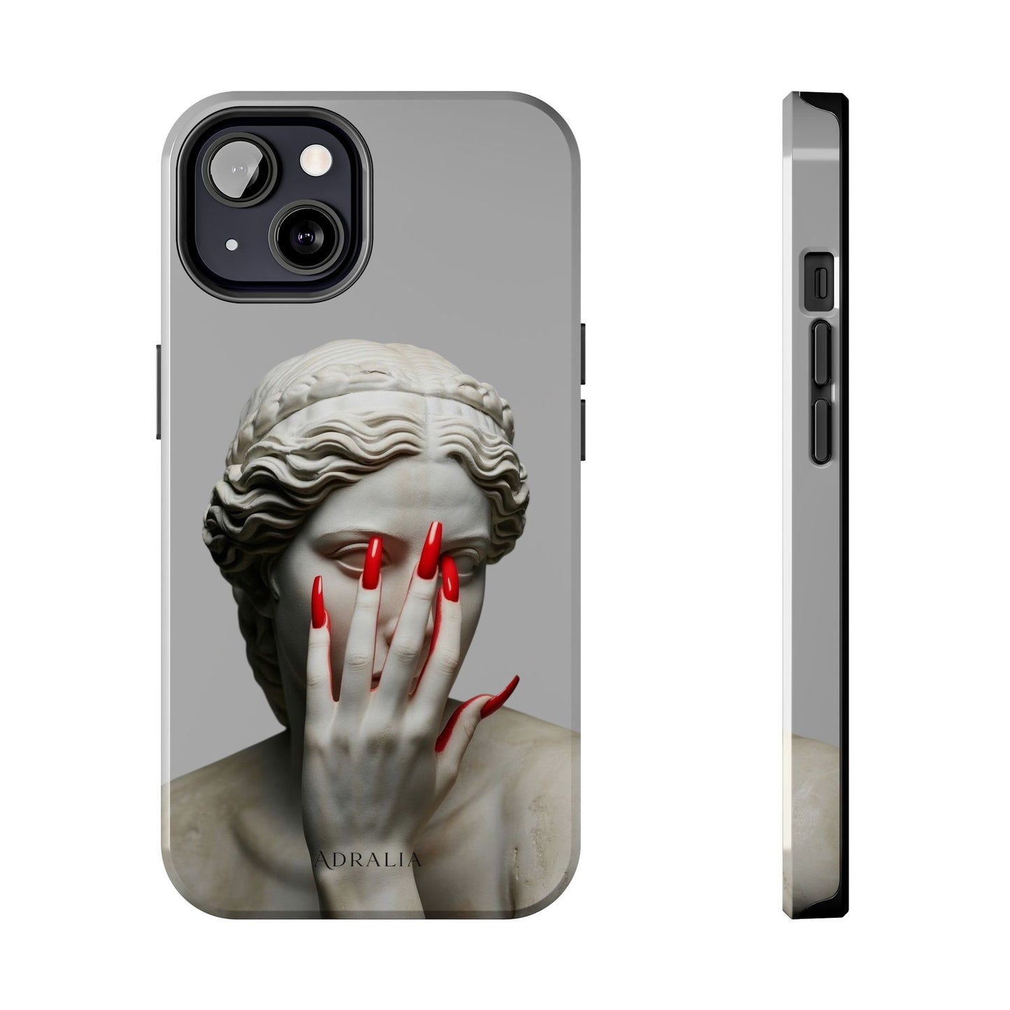 Statue with Red Nails Phone Case — Moody Classical Art Protective Case