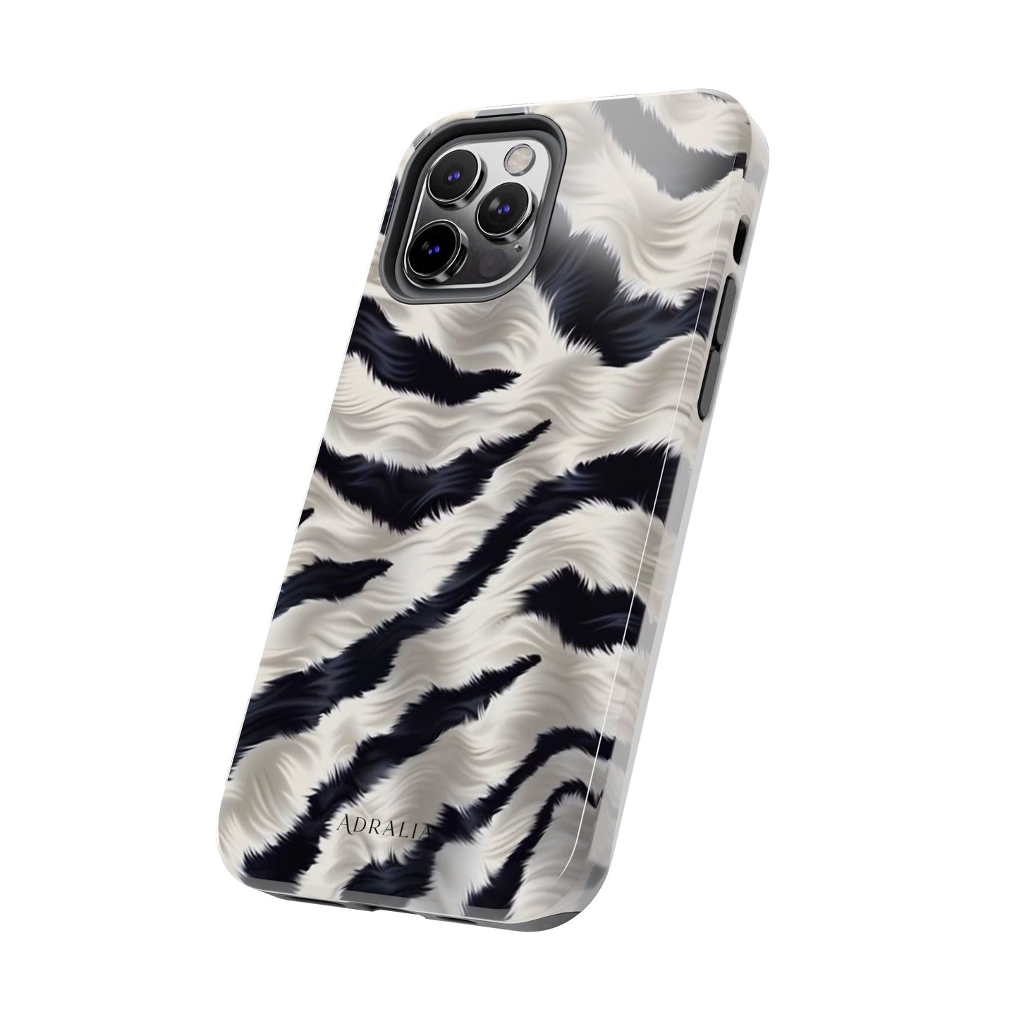 Faux Fur Zebra Tough Phone Case — Black & Ivory Animal Print