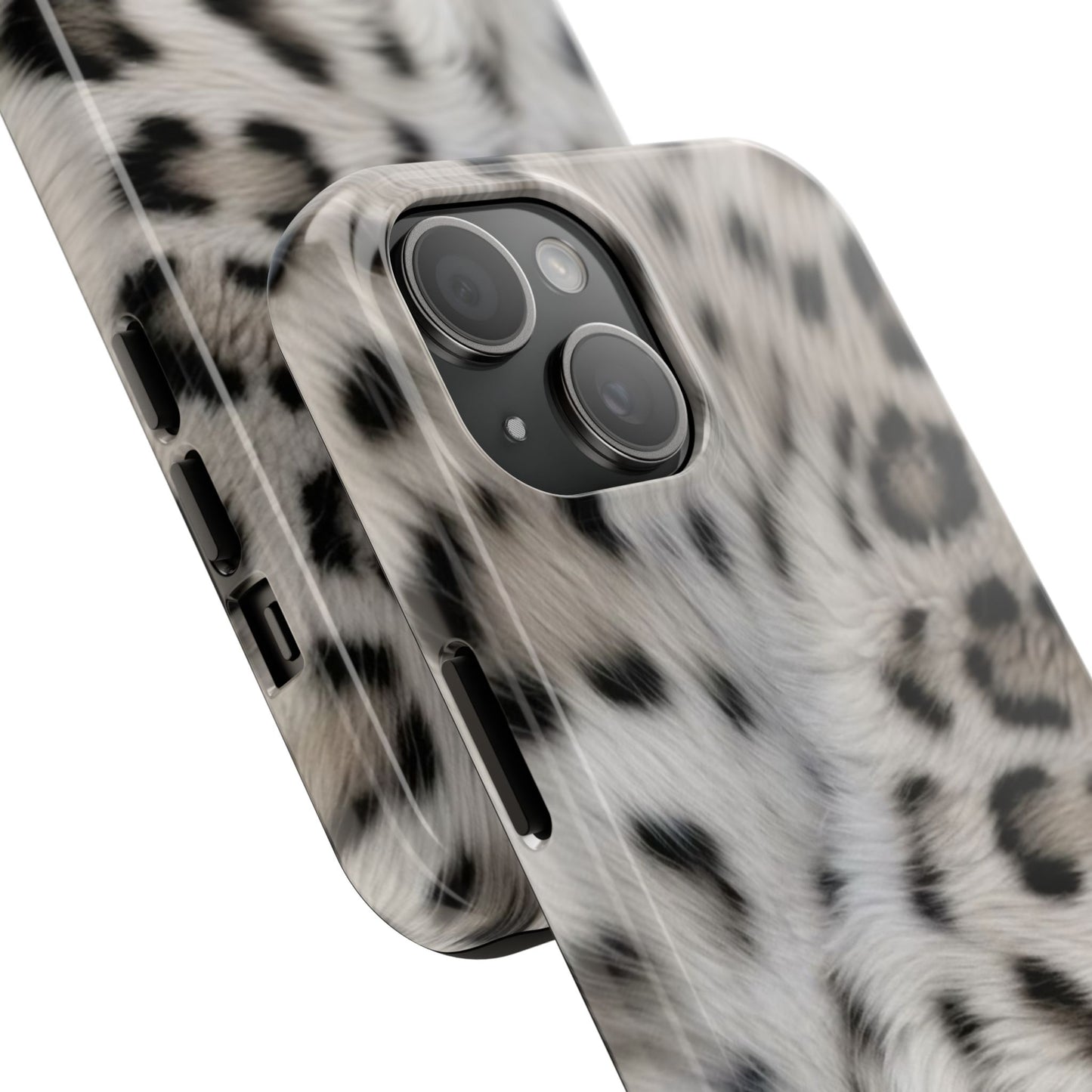 Leopard Fur Tough Phone Case — White Snow Cheetah Protective Cover