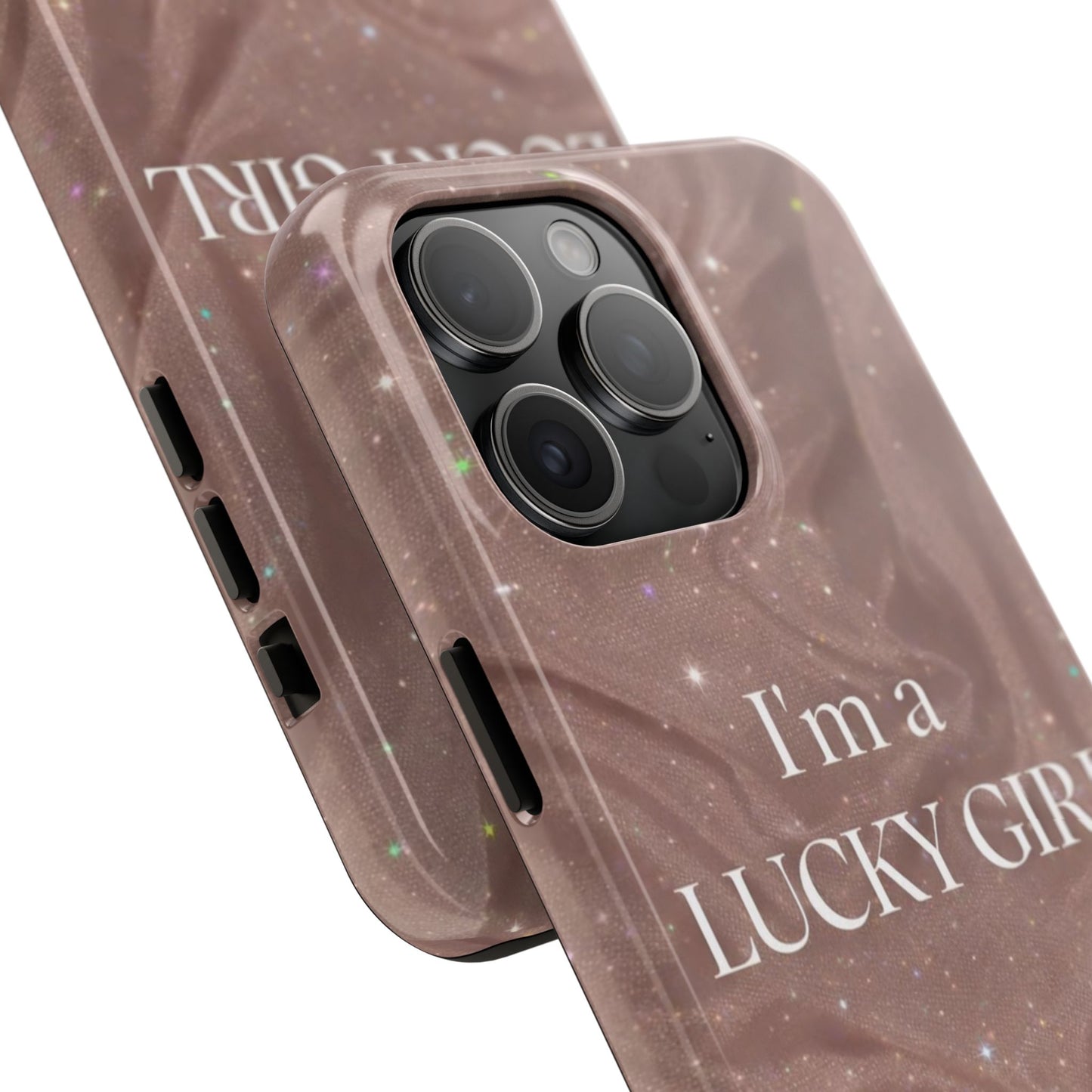 I'm a Lucky Girl Tough Phone Case – Sparkling Rose Marble Protective Cover