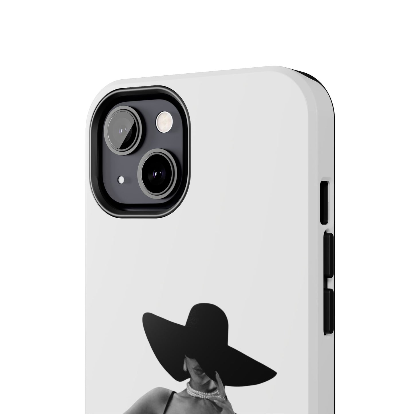 Tough Phone Case — Elegant Woman in Wide-Brim Hat Black & White Design