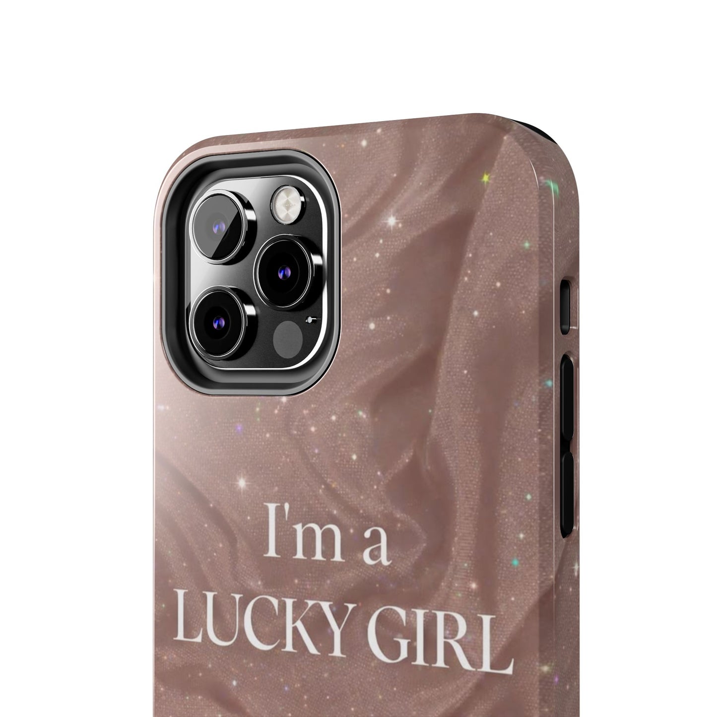 I'm a Lucky Girl Tough Phone Case – Sparkling Rose Marble Protective Cover