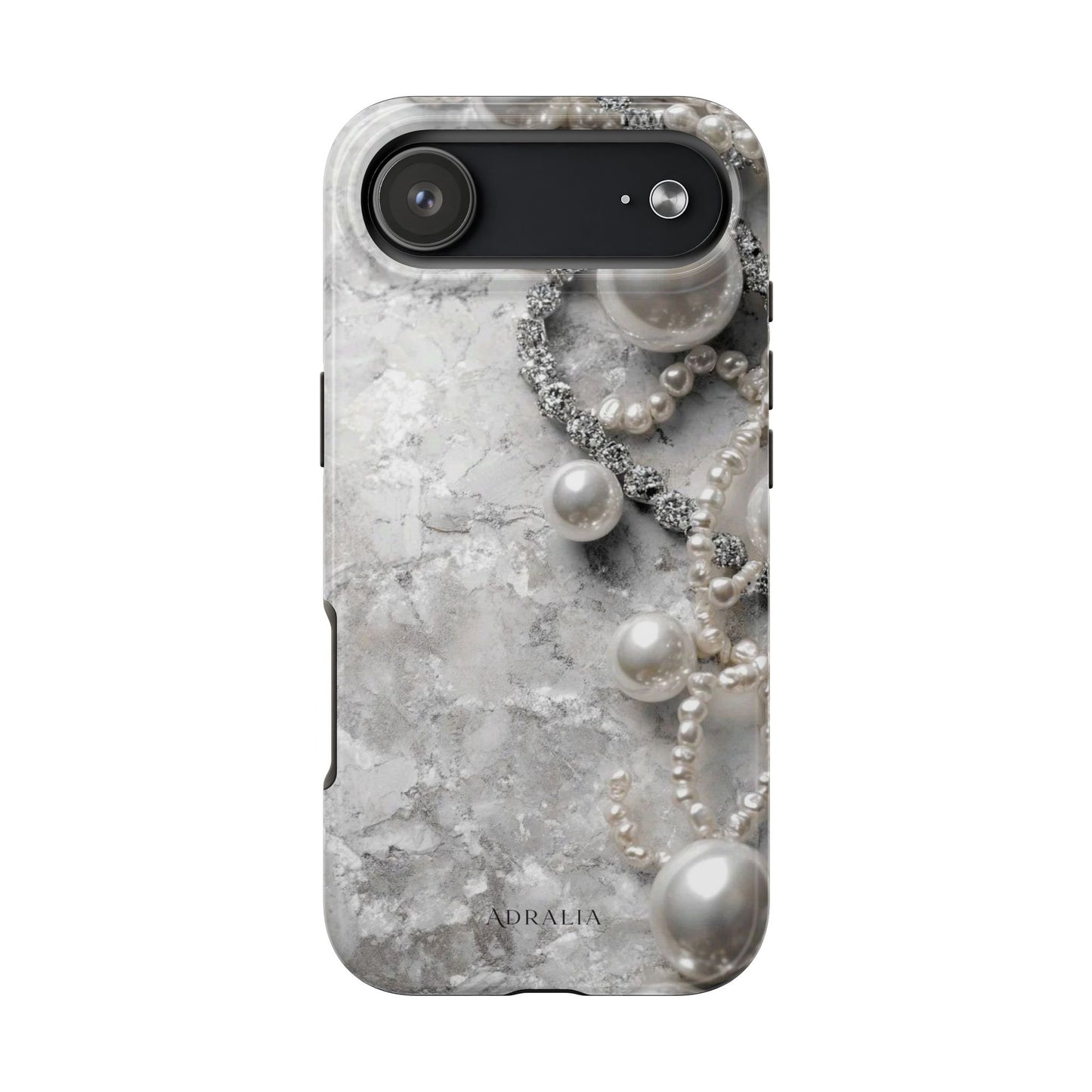 Pearl Luxe Tough Phone Case — Elegant Pearl & Crystal Protective Cover