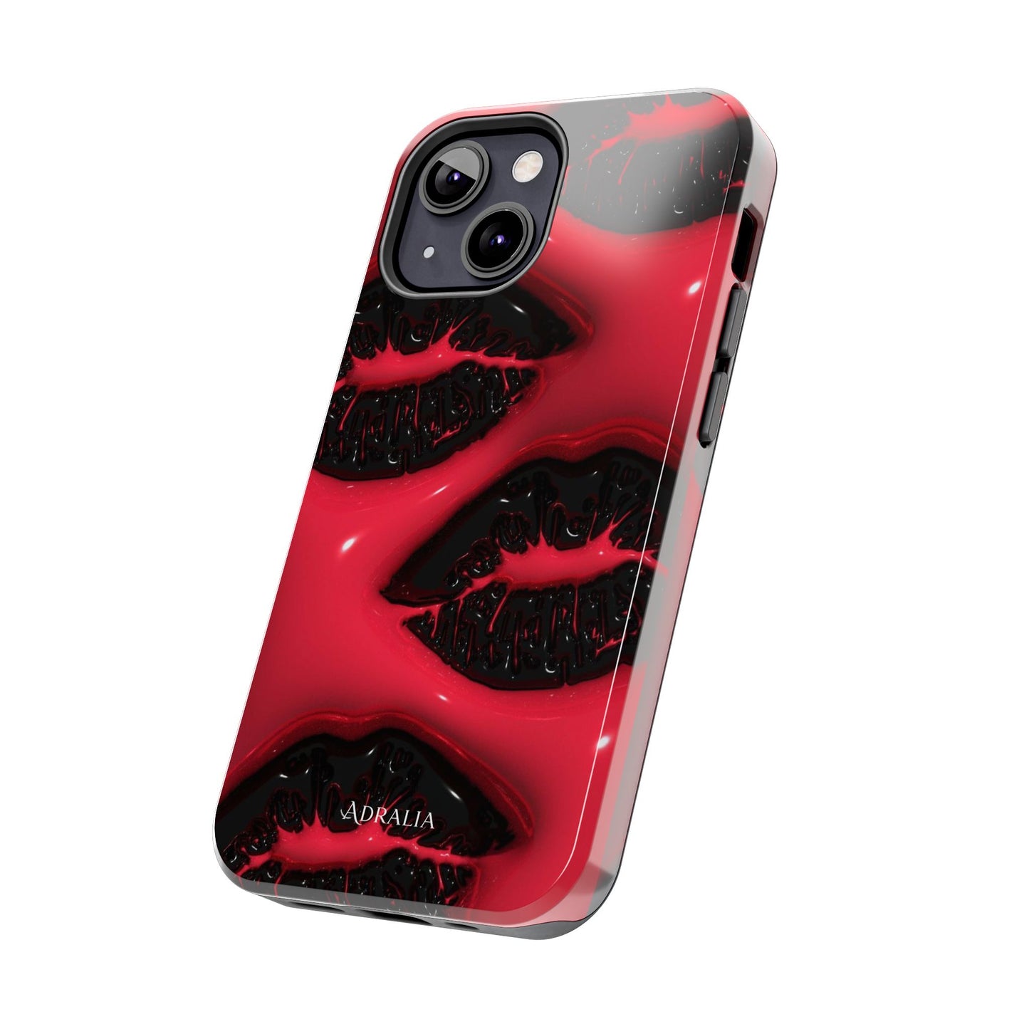 Tough Phone Case – Red Gloss Kiss Print, Shockproof Protective Cover