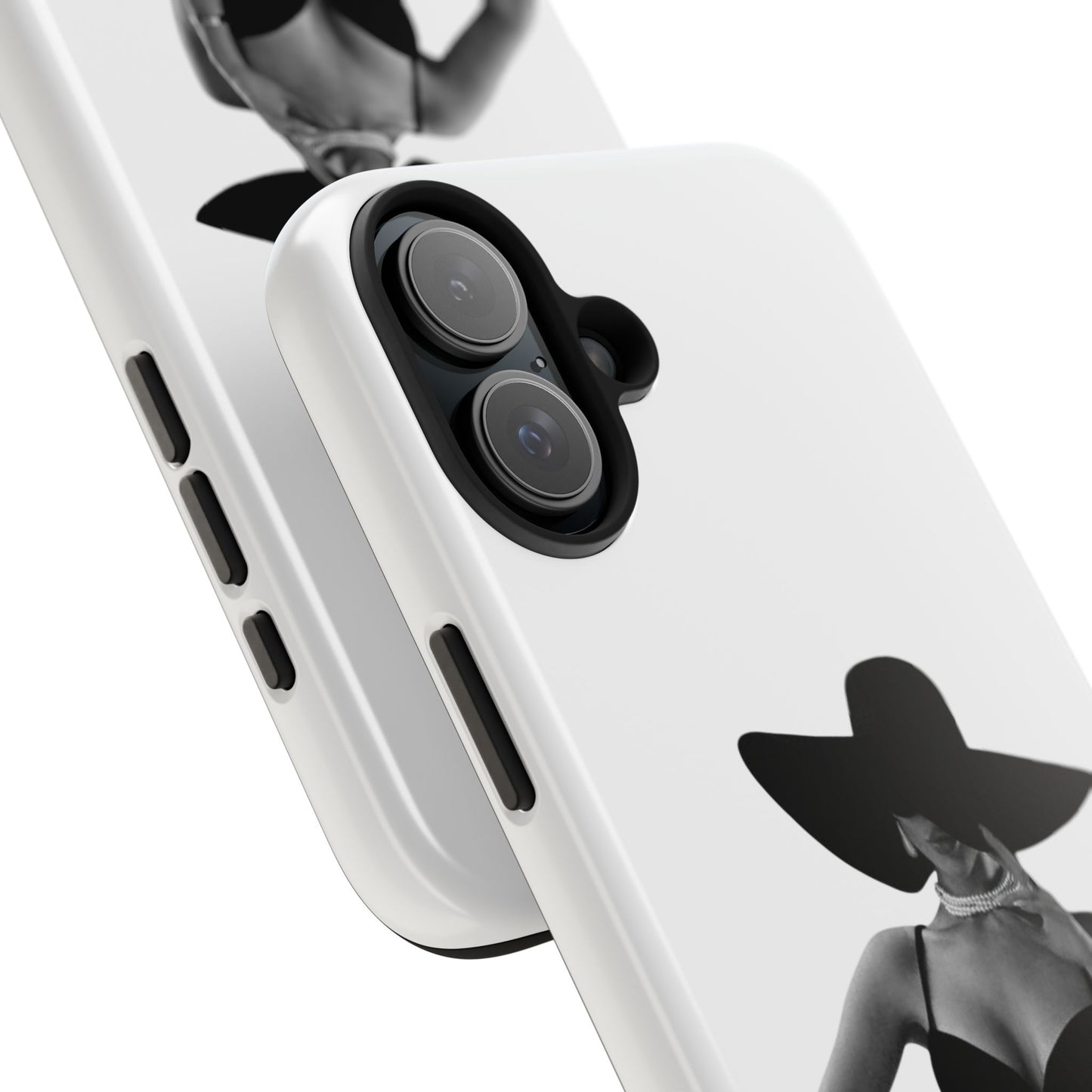 Tough Phone Case — Elegant Woman in Wide-Brim Hat Black & White Design