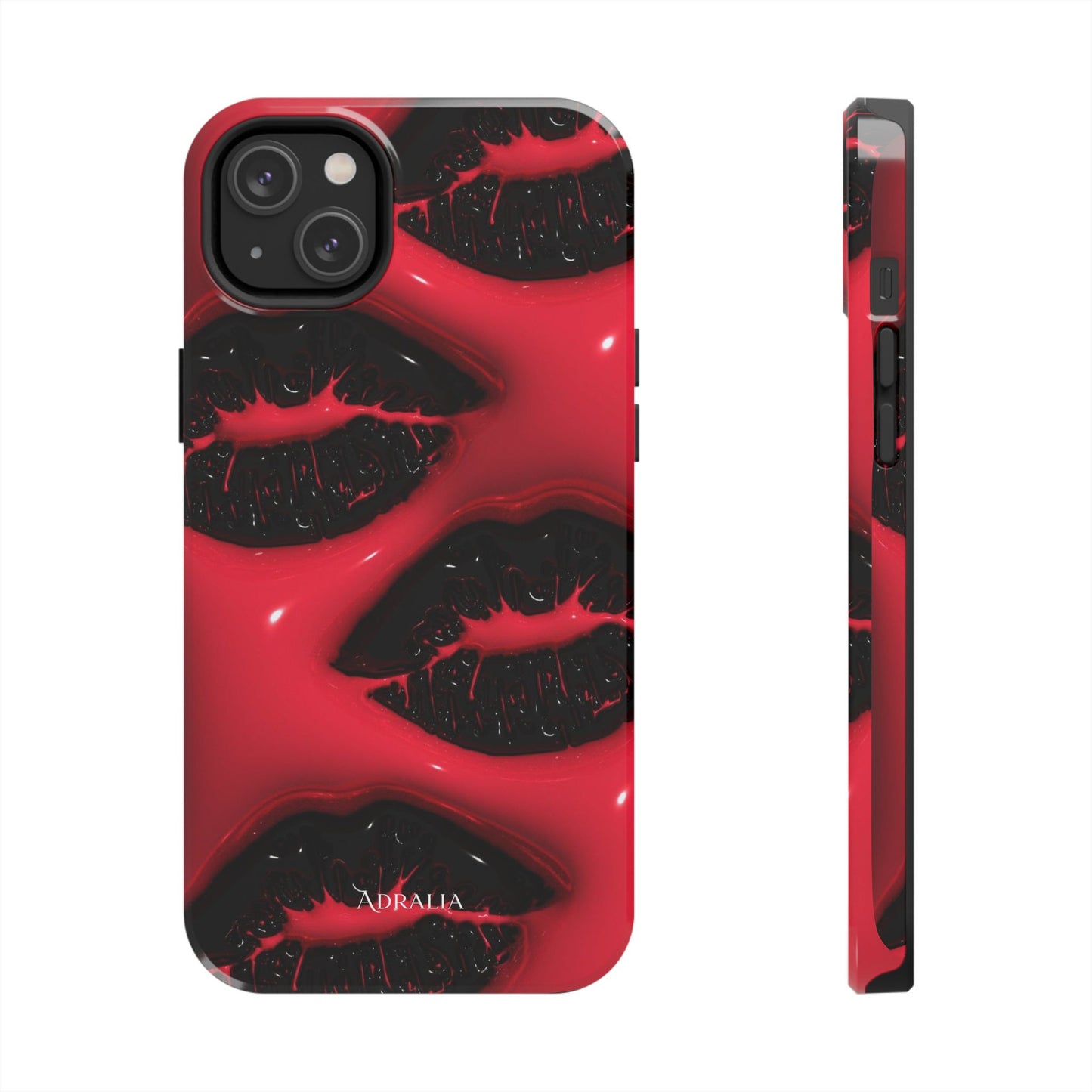 Tough Phone Case – Red Gloss Kiss Print, Shockproof Protective Cover