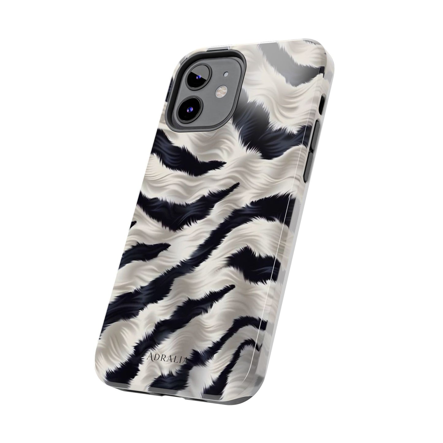 Faux Fur Zebra Tough Phone Case — Black & Ivory Animal Print