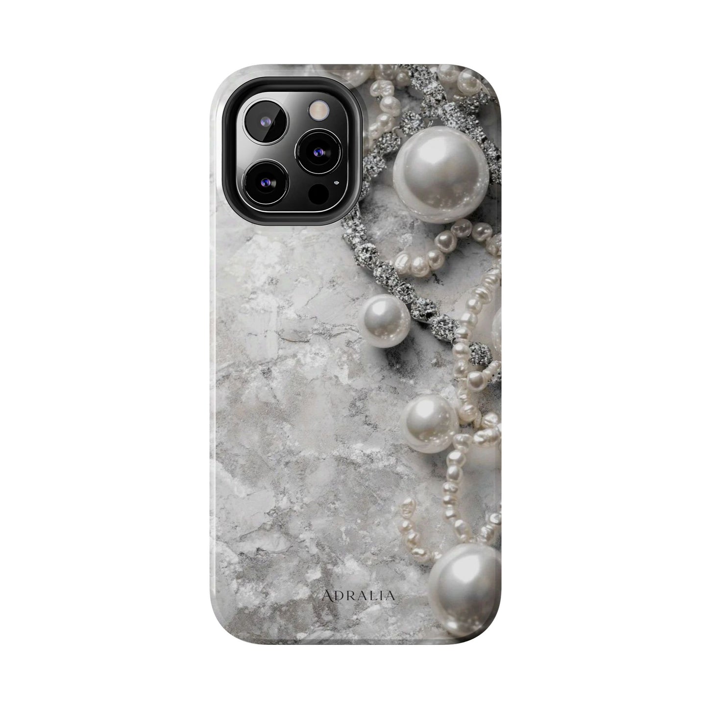 Pearl Luxe Tough Phone Case — Elegant Pearl & Crystal Protective Cover