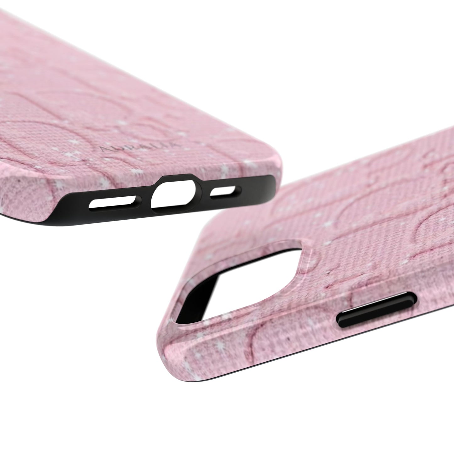 Pink Embossed Tough Phone Case – 'Adralia' Glitter Monogram Protective Cover