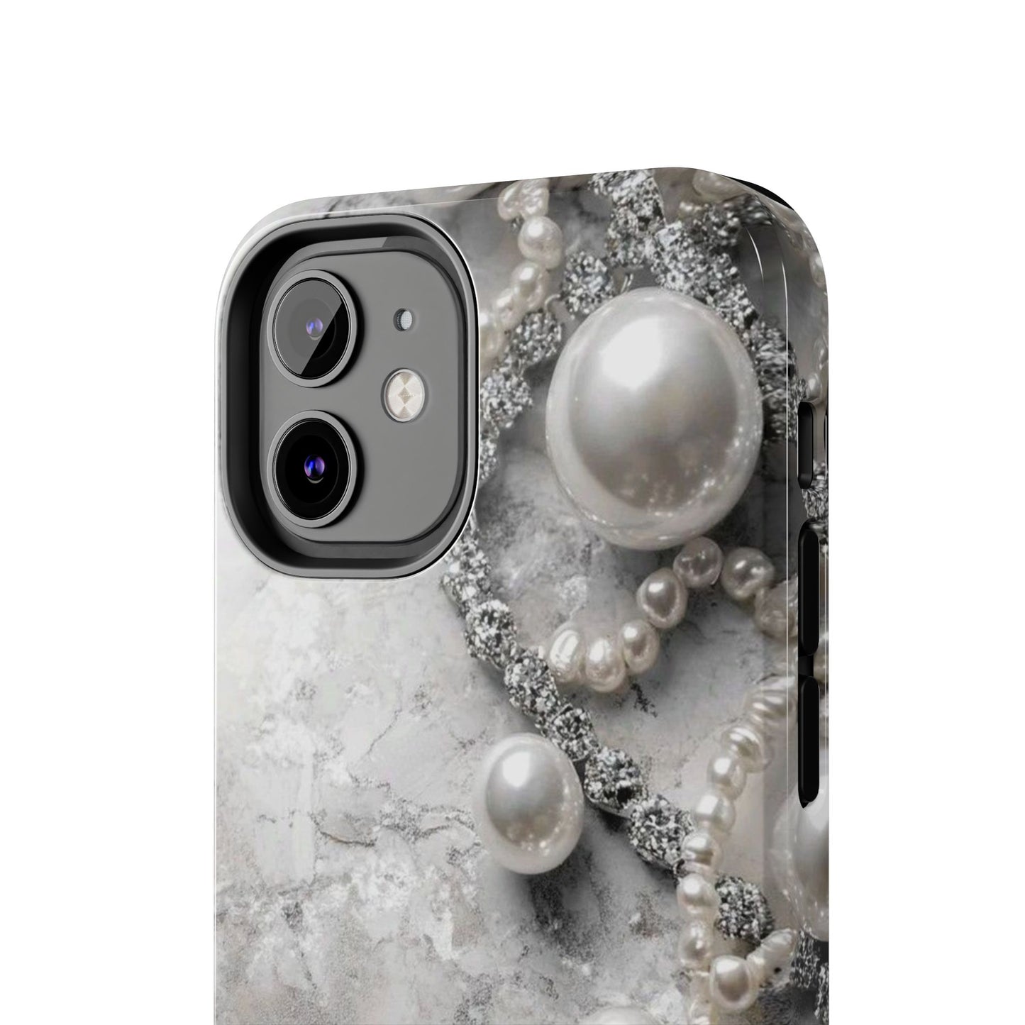 Pearl Luxe Tough Phone Case — Elegant Pearl & Crystal Protective Cover