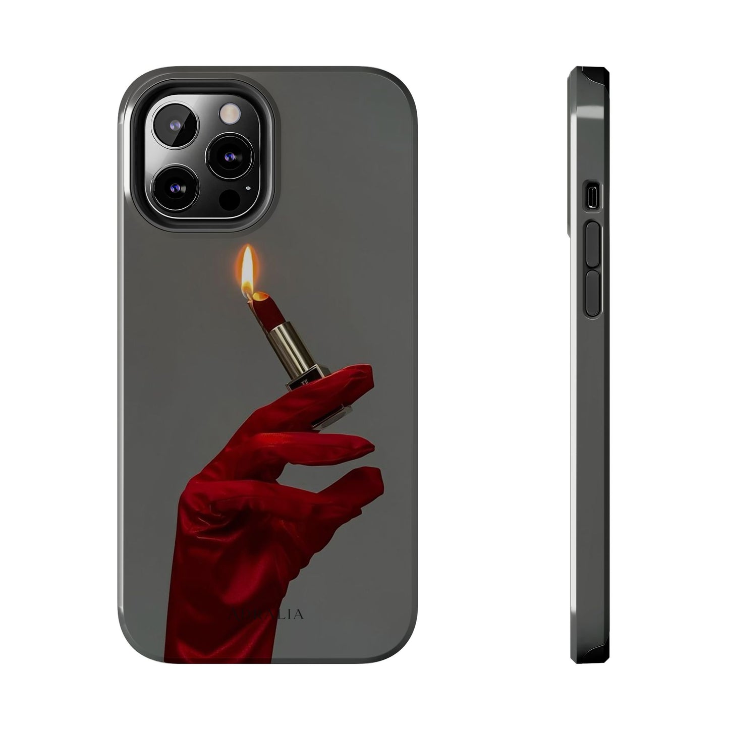 Red Glove Lighter Tough Phone Case — Dark Gothic Flame Protective Cover
